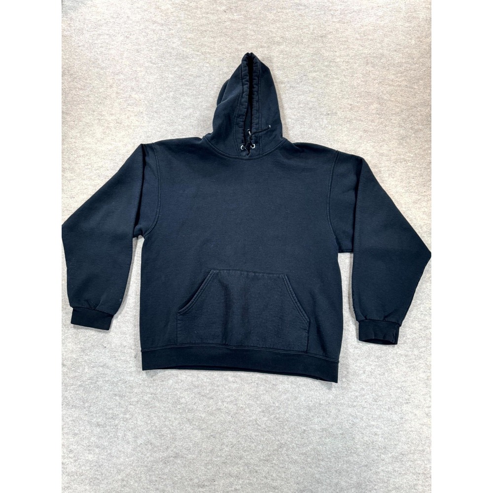Fruit Of The Loom Hoodie Men Large Black Drawstring Fleece Lined Casual Pullover